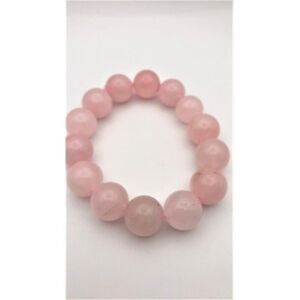Big and Bold Rose Quartz Beaded Stretch Bracelet - 14mm